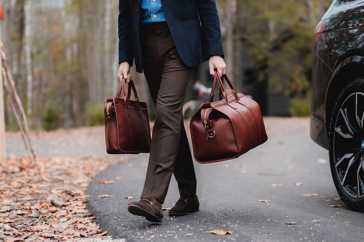 Leather Zipper Briefcase for Men Handmade Briefcase Frank